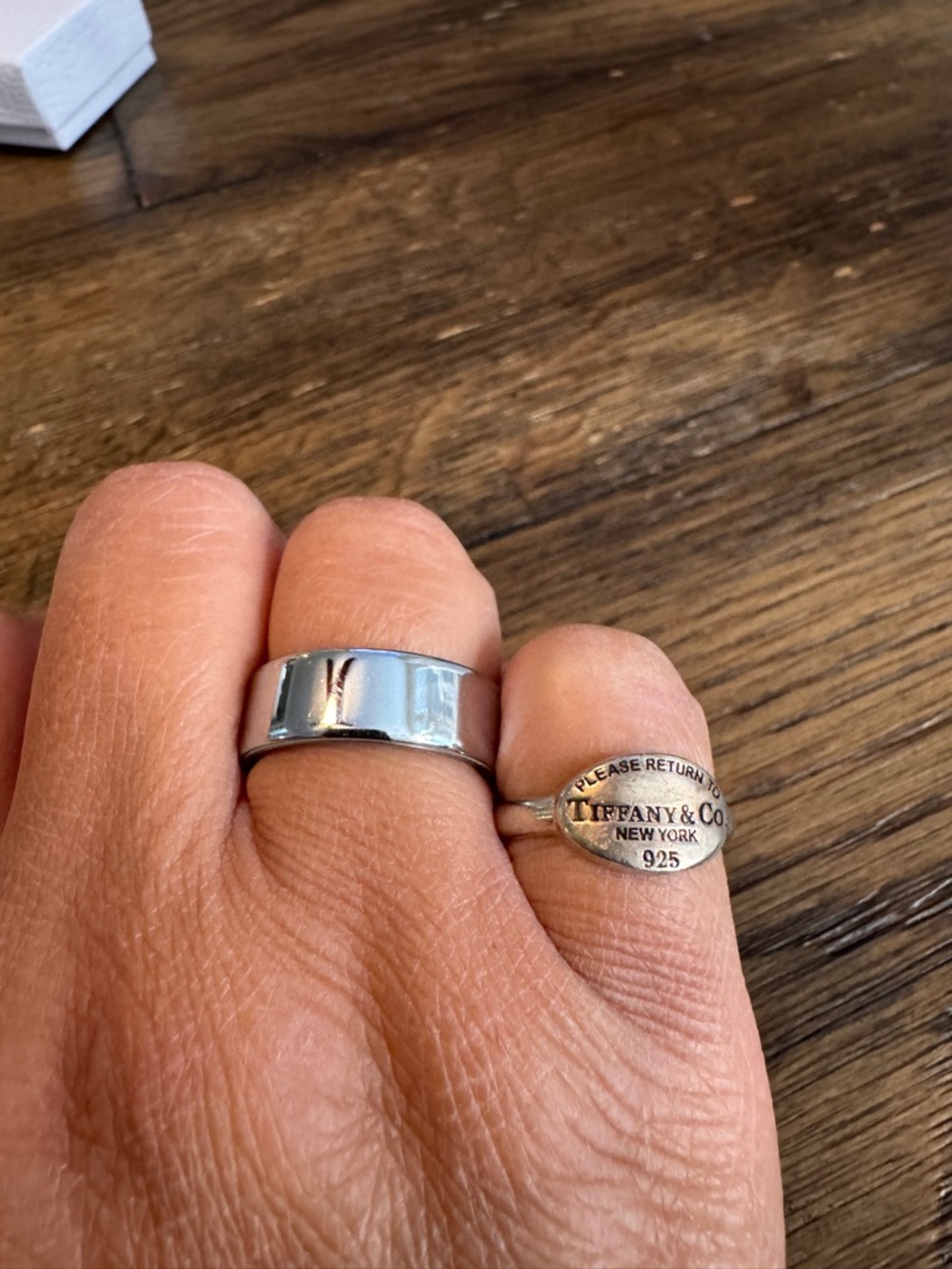 Tiffany & Co. Sterling Oval Tag Ring in Silver with Brown Patina - Picture 3 of 4